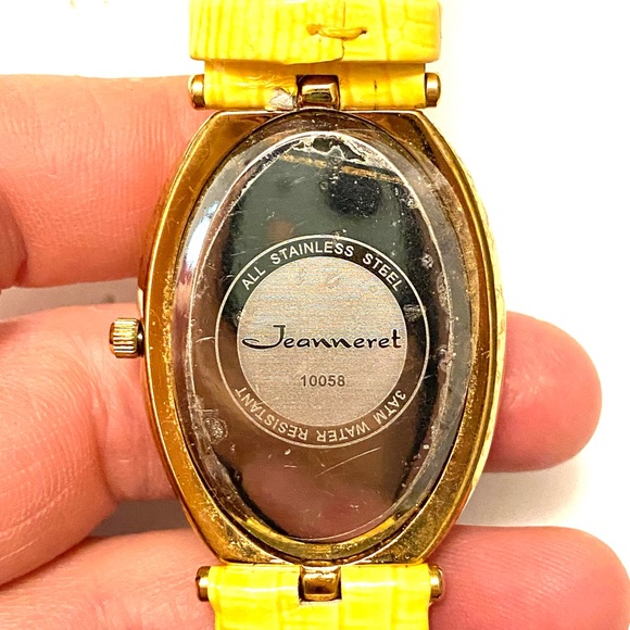 JEANNERET Watch Yellow Leather crystal face - Picture 3 of 3